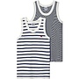Children's Blue Stripe Cotton Vest Tops - 2-Pack