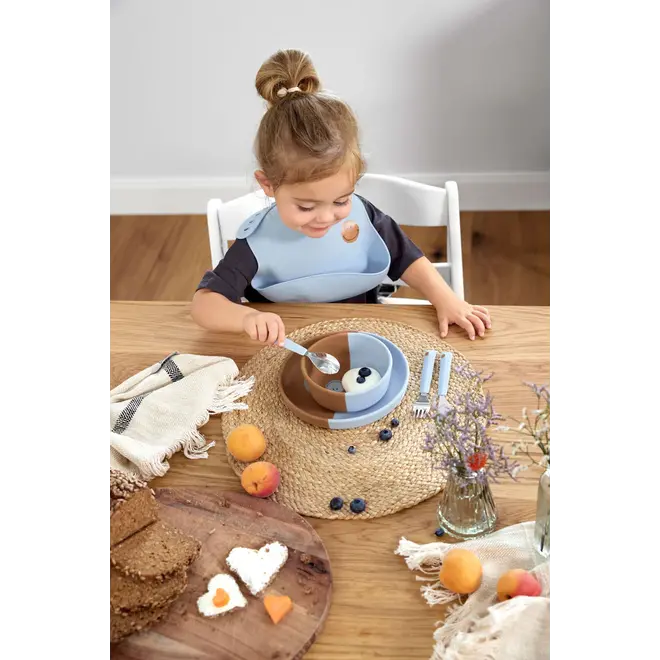 Lassig Happy Rascals Silicone Bib Smile sky blue