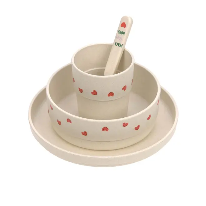 Lassig Happy Rascals Dish Set Heart lavender