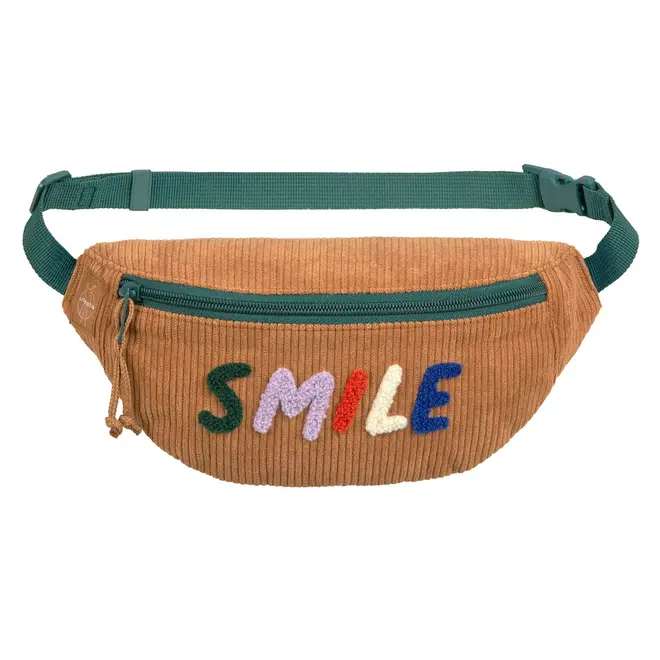 Lassig Little Gang Mini Bum Bag Cord Smile Camel