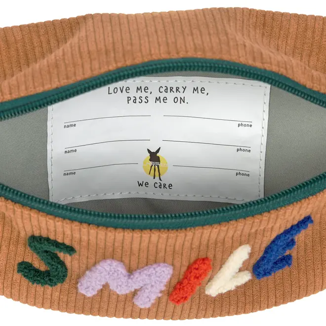 Lassig Little Gang Mini Bum Bag Cord Smile Camel