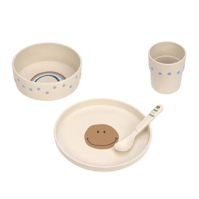 Lassig - Happy Rascals - Dish Set - Smile sky blue