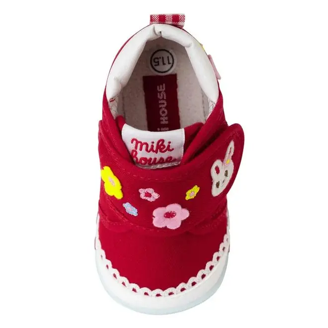 Mikihouse Baby Shoes Dancing Rabbit Red Velcro