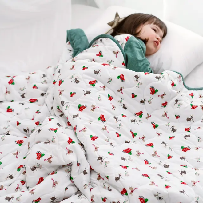 Large Quilted Winter Blanket Sleigh All Day