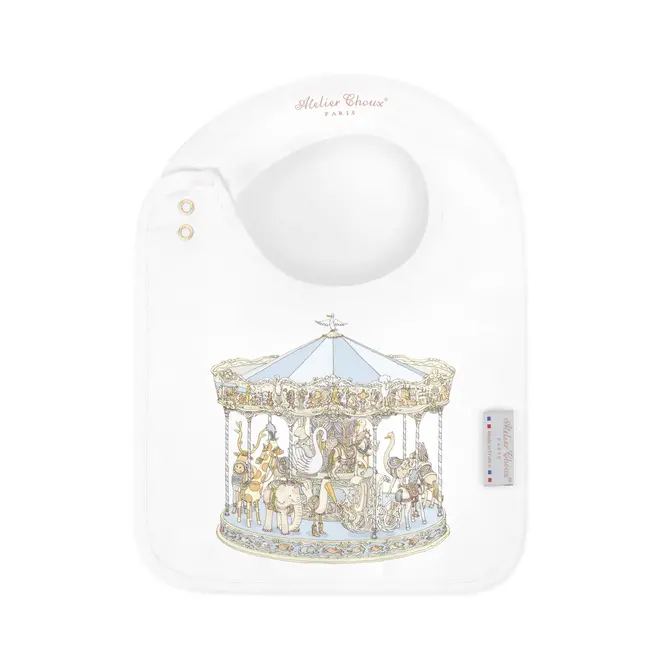 Satin bib - Carousel Blue