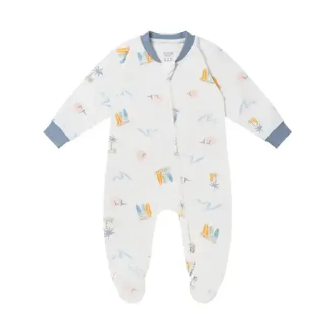 One-Piece Zip Footed Sleeper (Bamboo Jersey) - Pastel Waves