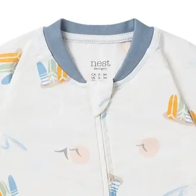One-Piece Zip Footed Sleeper (Bamboo Jersey) - Pastel Waves
