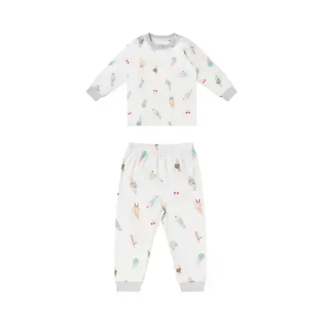 Two-Piece Long Sleeve PJ Set (Bamboo Jersey) - Ice Cream Summer