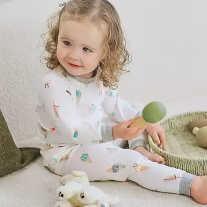 Two-Piece Long Sleeve PJ Set (Bamboo Jersey) - Ice Cream Summer