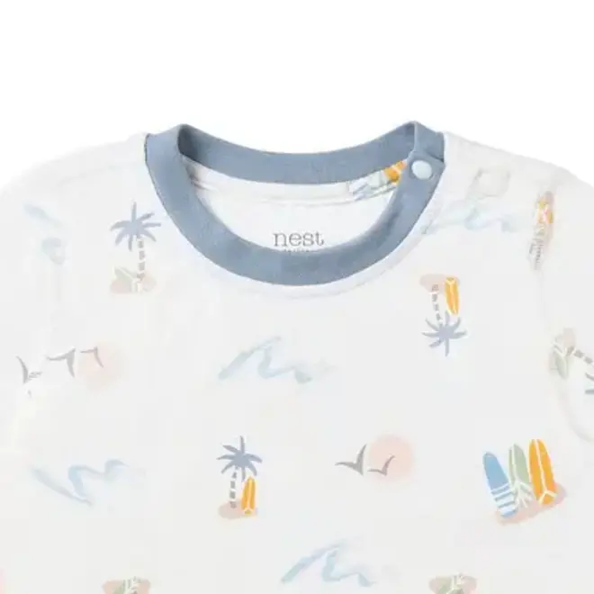 Short Sleeve Two-Piece PJ Set (Bamboo Jersey) - Pastel Waves