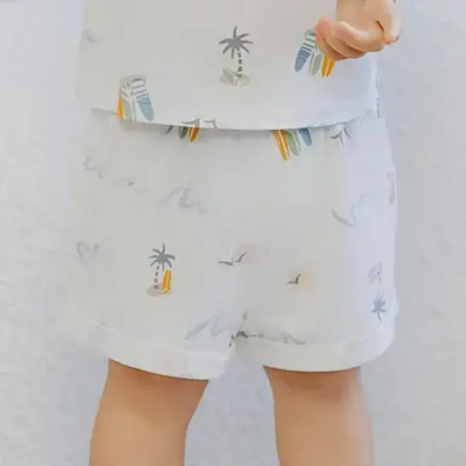 Short Sleeve Two-Piece PJ Set (Bamboo Jersey) - Pastel Waves