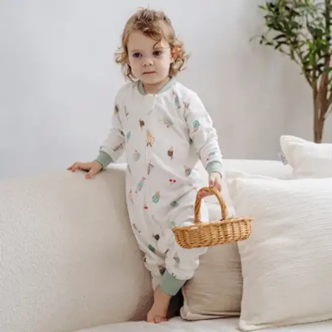 Long Sleeve Footed Sleep Bag 1.0 TOG (Avocado Bamboo) - Ice Cream Summer