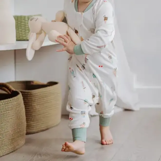 Long Sleeve Footed Sleep Bag 1.0 TOG (Avocado Bamboo) - Ice Cream Summer