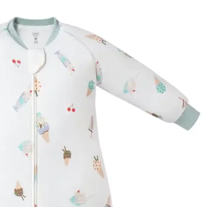 Long Sleeve Footed Sleep Bag 1.0 TOG (Avocado Bamboo) - Ice Cream Summer
