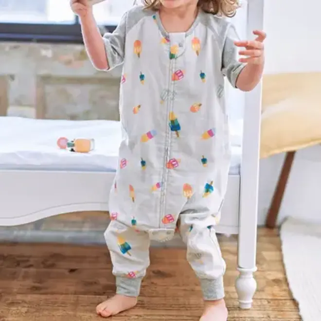 Raglan Short Sleeve Footed Sleep Bag 0.6 TOG (Bamboo Pima) - Summer Pops
