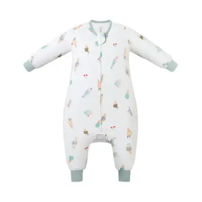Long Sleeve Footed Sleep Bag 0.6 TOG (Bamboo Pima) - Ice Cream Summer