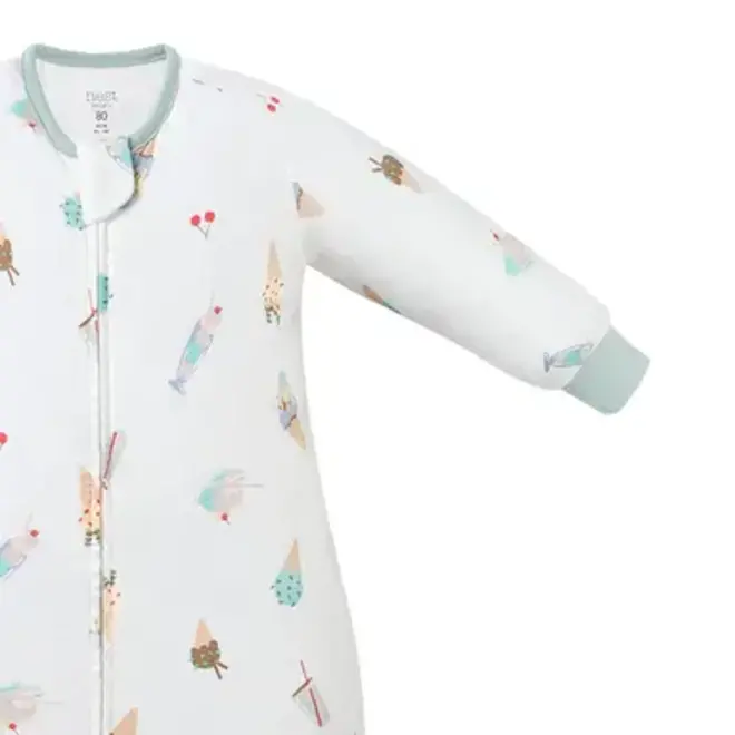 Long Sleeve Footed Sleep Bag 0.6 TOG (Bamboo Pima) - Ice Cream Summer
