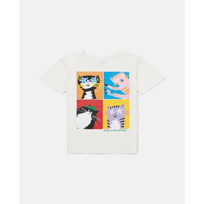 GIRL SS T-SHIRT WITH FOUR CATS PRINT