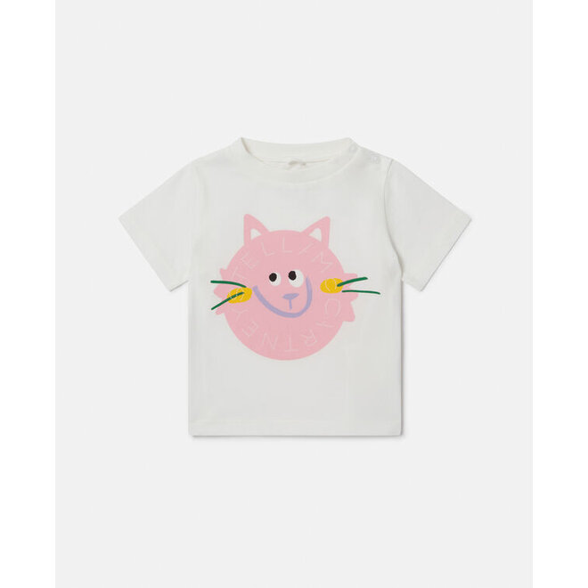 BABY GIRL SS T-SHIRT WITH CAT LOGO DISK PRINT