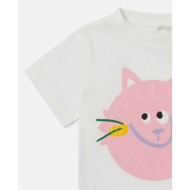 BABY GIRL SS T-SHIRT WITH CAT LOGO DISK PRINT
