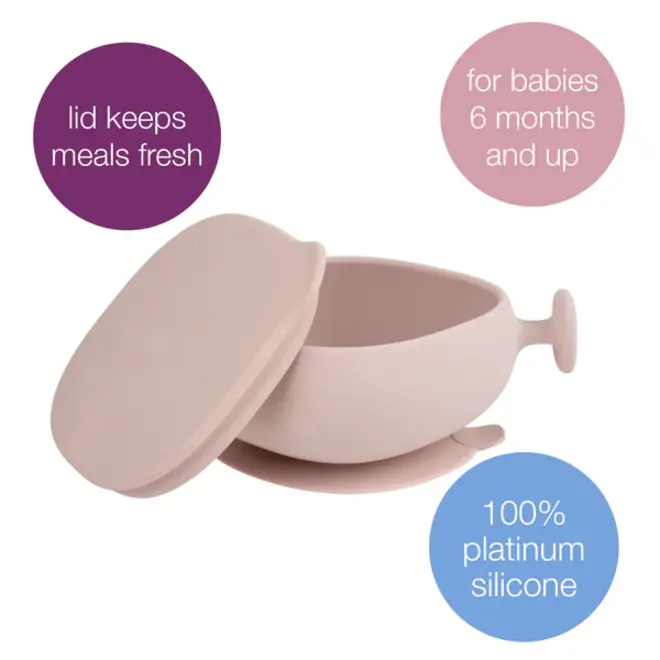 b.box - Silicone Bowl + Lid - Blush