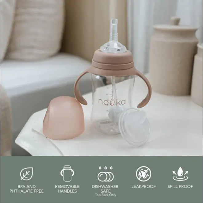 noüka Transitional Sippy/Weighted Straw Cup -Bloom