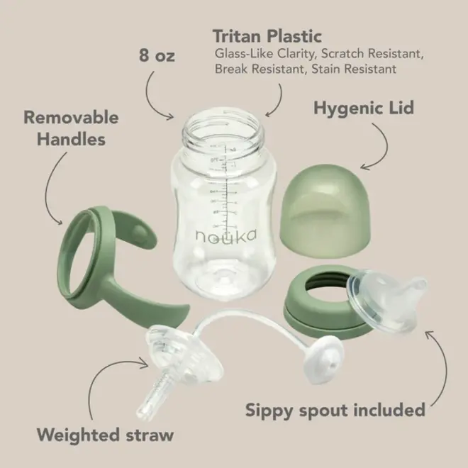 noüka Transitional Sippy/Weighted Straw Cup -Bloom