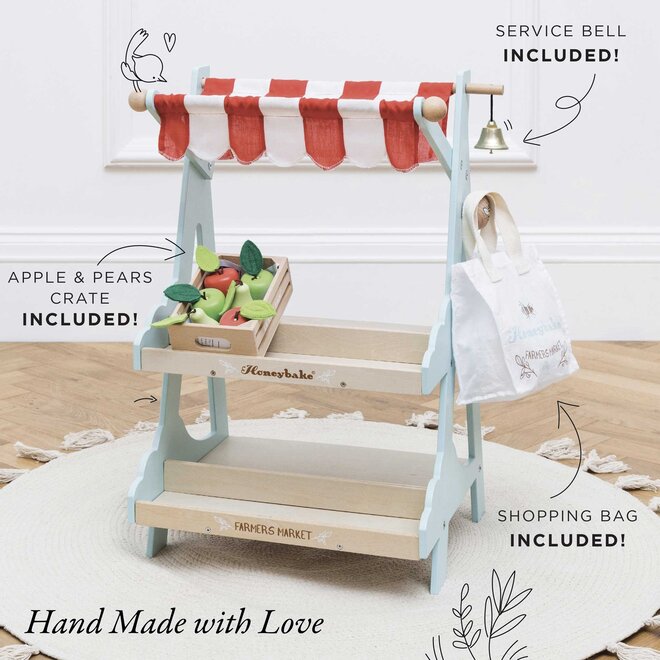Wooden Market Stall & Fruit Play Food Crate - Le Toy Van
