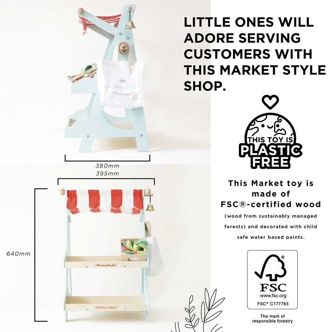 Wooden Market Stall & Fruit Play Food Crate - Le Toy Van