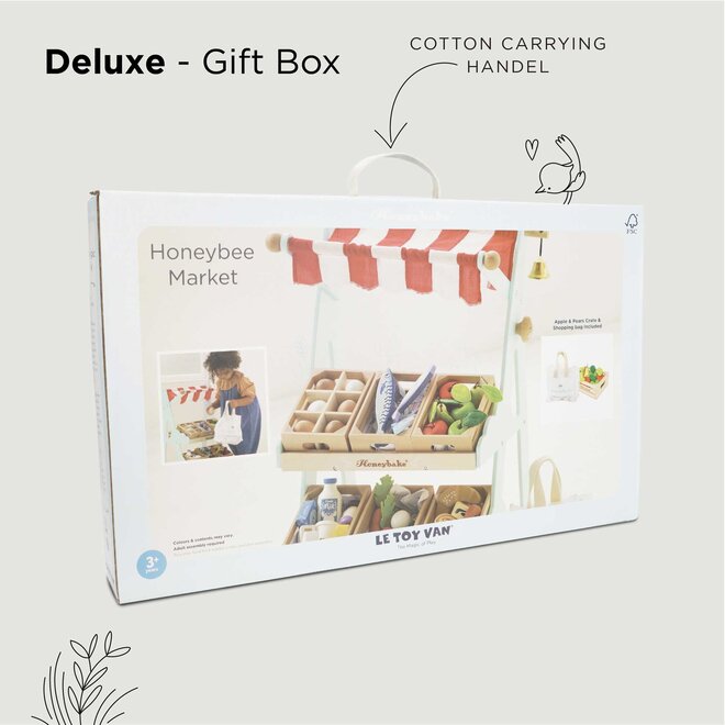 Wooden Market Stall & Fruit Play Food Crate - Le Toy Van