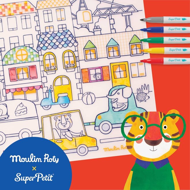 Popipop - Silicone Colouring Set - Moulin Roty x Super Petit