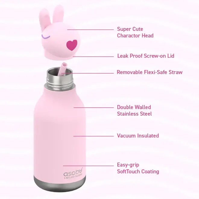 ASOBU 16 oz Bestie Animal Bottle BUNNY