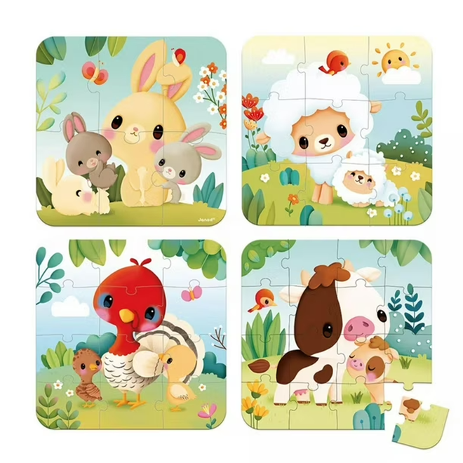 4 PROGRESSIVE PUZZLES - FARM