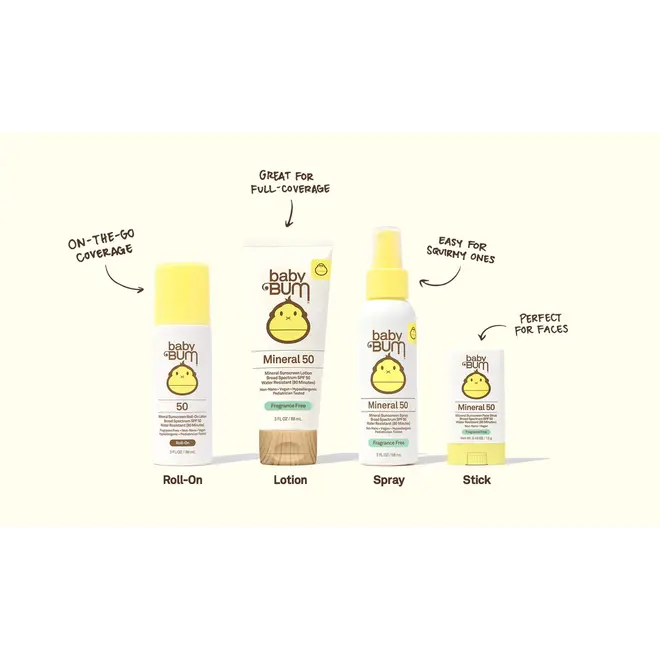 BABY BUM SPF 50 SUNSCREEN ROLL-ON LOTION 3 OZ