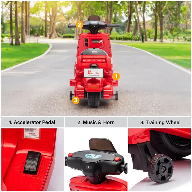 12V Ride on Car for Kids, 1 Seater Kids Motorcycle Scooter with MP3 Player and Lights White