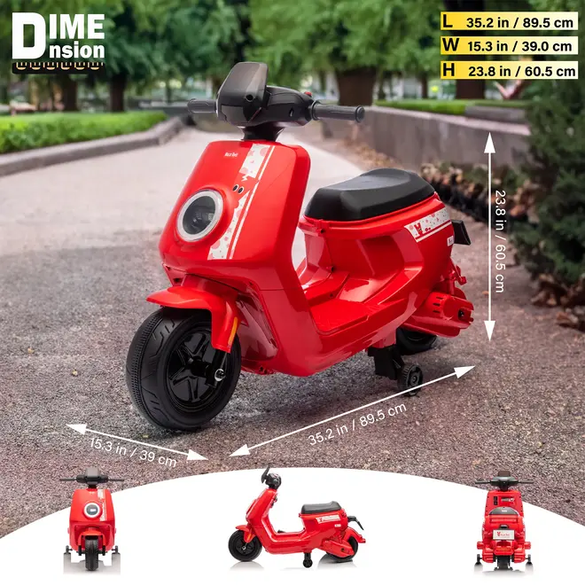 12V Ride on Car for Kids, 1 Seater Kids Motorcycle Scooter with MP3 Player and Lights White
