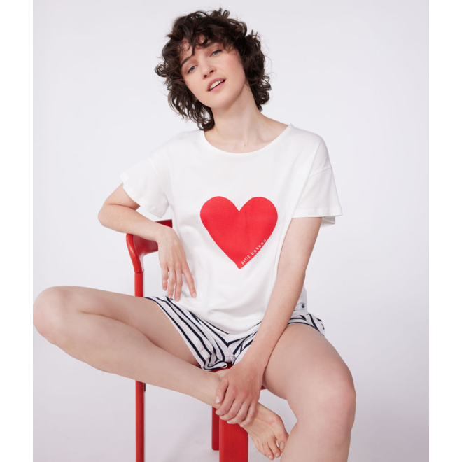 Women's short heart print cotton pyjamas