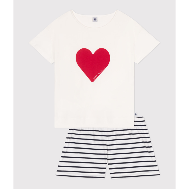 Women's short heart print cotton pyjamas