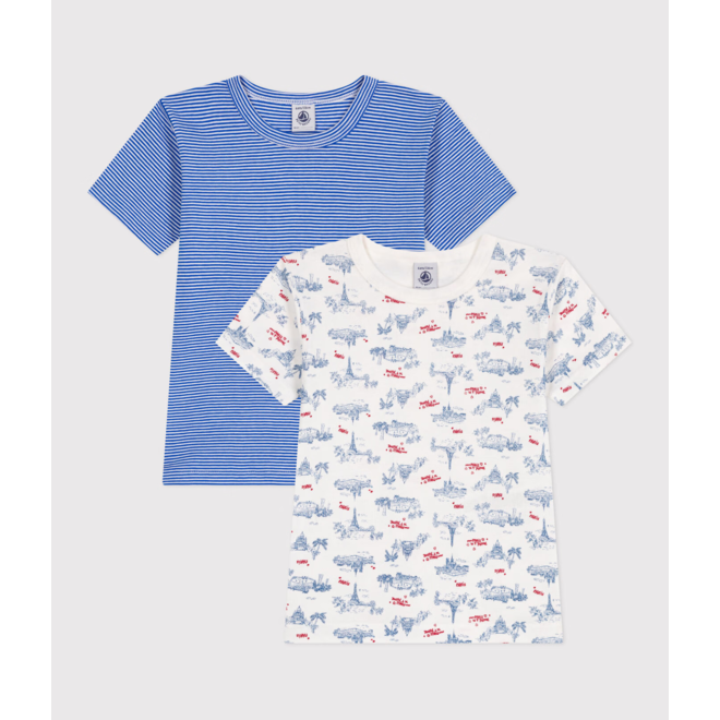 Children's short-sleeved Paris print cotton T-shirts - 2-Pack