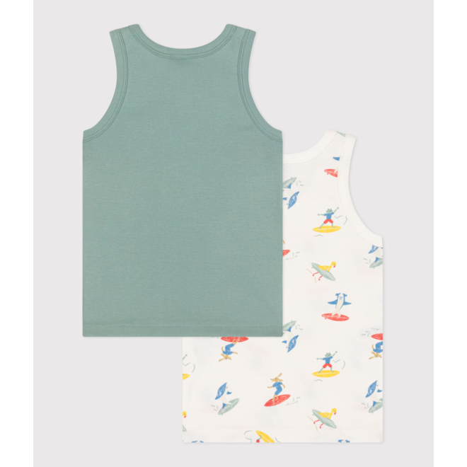 Children's cotton surfer print tank tops - 2-pack