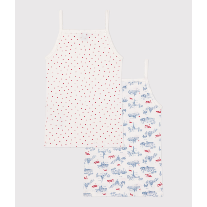 Children's Paris print cotton tank tops with fine straps - 2-pack