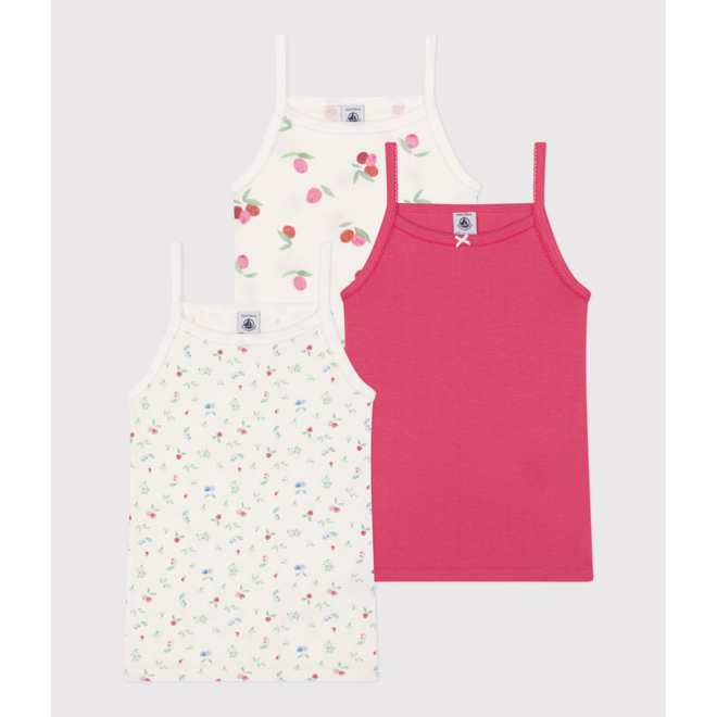 Children's fruit-print cotton tank tops with fine straps - 3-pack