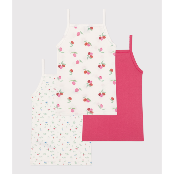 Children's fruit-print cotton tank tops with fine straps - 3-pack
