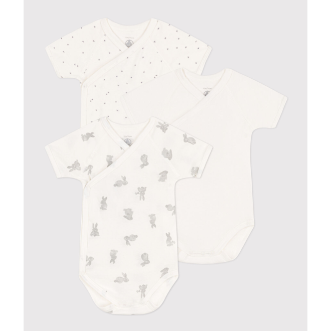 Wrapover short-sleeved rabbit themed bodysuits - Pack of 3