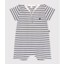 Babies' stripy cotton playsuit with a sailor collar