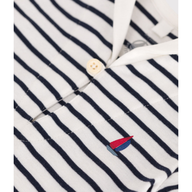 Babies' stripy cotton playsuit with a sailor collar