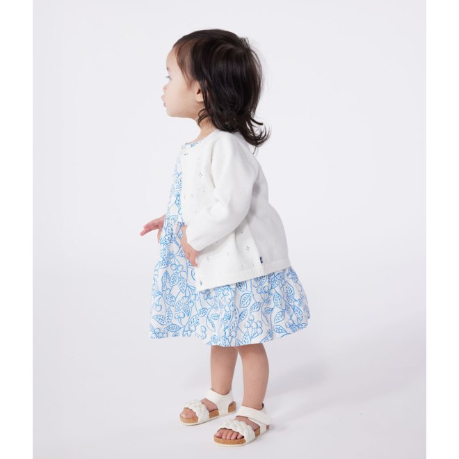 Babies' cotton cardigan in a decorative stitch