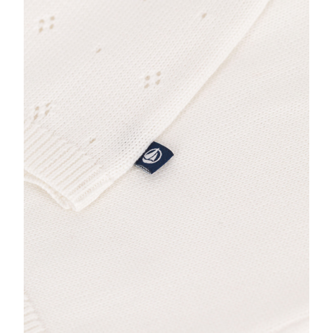Babies' cotton cardigan in a decorative stitch