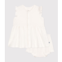 Babies' short-sleeved white honeycomb dress and bloomers