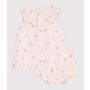 Babies' short-sleeved fruit print cotton dress and bloomers